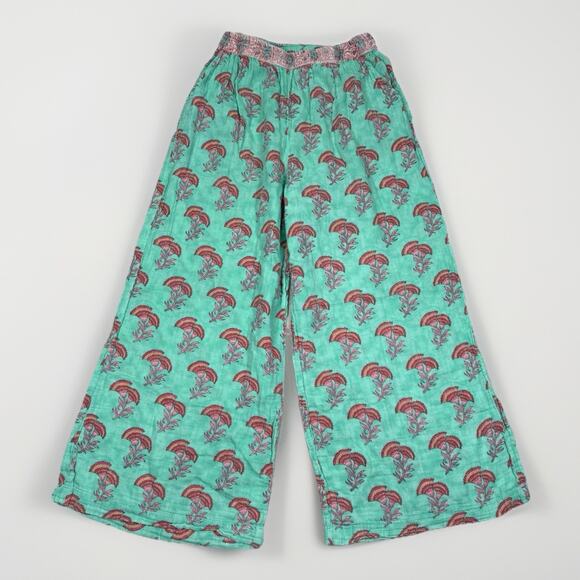 Victoria Dunn Women's Wide Leg Palazzo Pant Linen Blend Size XL Floral Boho - Picture 1 of 7